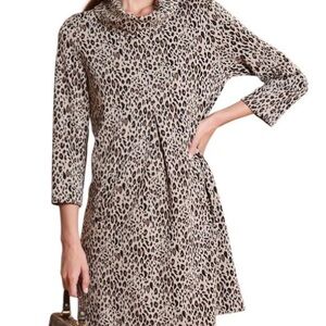 Tyler boe Leopard Print Cowl Neck pocketed Dress NWOT